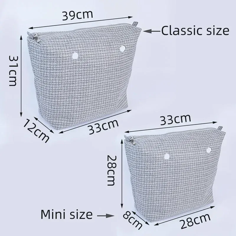Color: Blue - TANQU Classic Mini linen canvas organizer fabric inner lining Insert for Obag Mini O Bag Women's Handbag Accessory