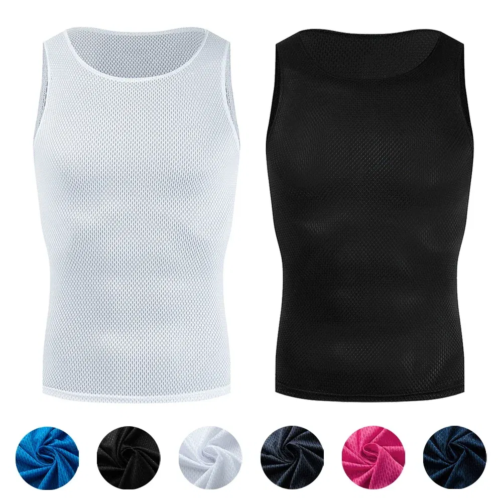 Color: GRAY, Size: S - Cycling Base Layers Reflective Vest White Cycling Jersey Undershirt Quick Dry Elastici Vest Road Bike Jerseys