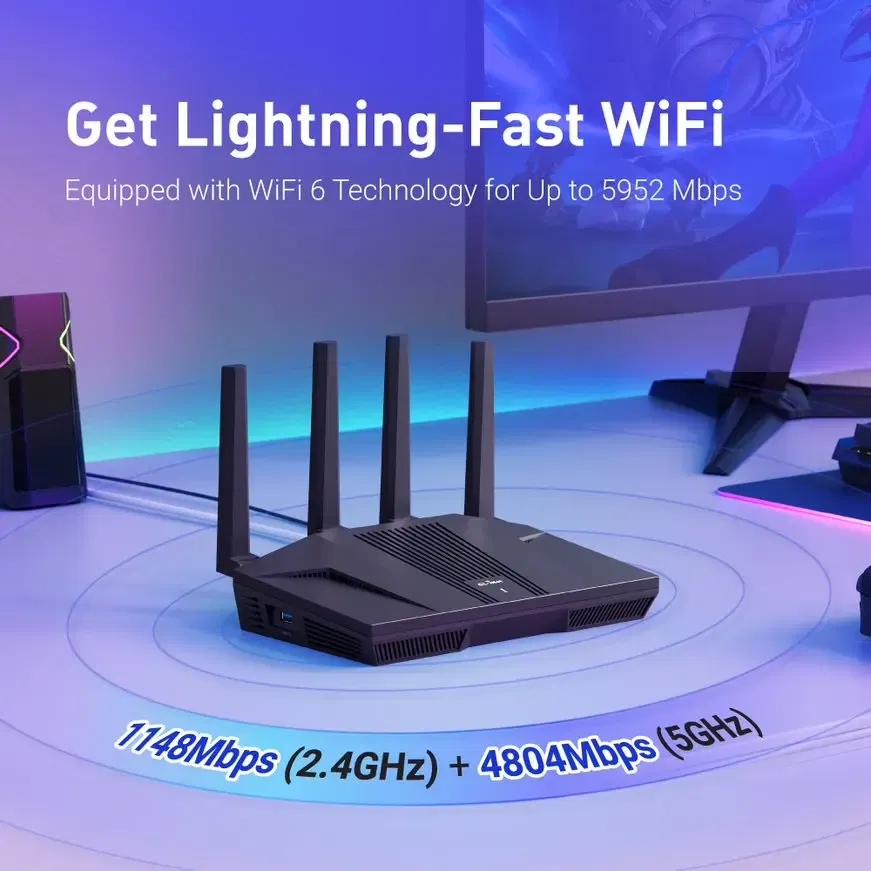 Color: black, Ships From: CHINA - 2025 Flint 2 GL-MT6000 home and office router, 8-Stream Wi-Fi 6 technology,OpenWrt,2.5G Ethernet ports,Parental control