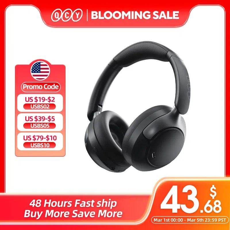 Color: Red, Ships From: CHINA - QCY H3 Pro ANC Wireless Headphone 50dB Noise Canceling Hi-Res Spatial Audio Earphone with LDAC Bluetooth 5.4 Over Ear Headset