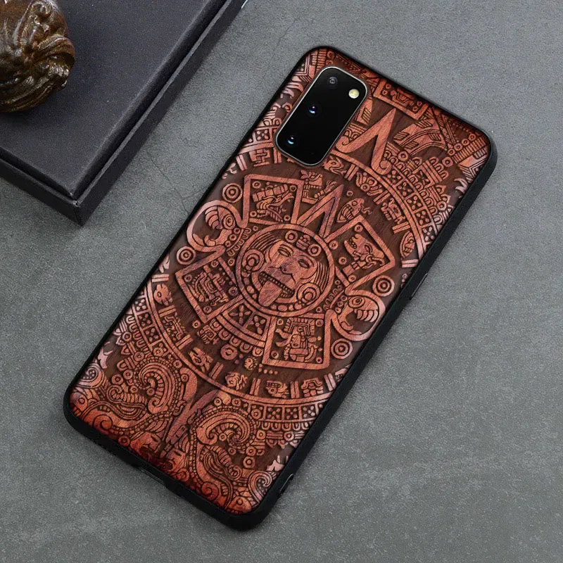 Color: Sky blue, Material: Aluminum - Natural Wood Wooden TPU Case For Samsung Galaxy Note 20 Ultra S24 S23 S21 Ultra S20 FE S10 Plus Case Cover Phone Shell Skin Bag
