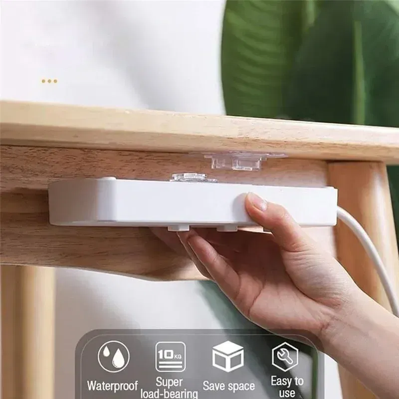 Color: Dark Khaki - Double-Sided Adhesive Wall Hooks Hanger Strong Transparent Suction Cup Sucker Hooks Kitchen Bathroom Storage Plug Socket Holders