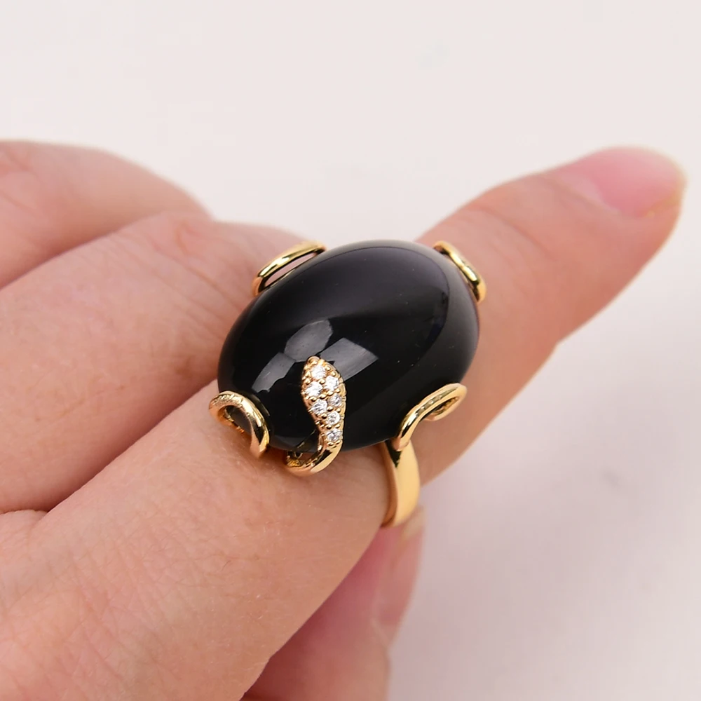 G-G Natural Thermosensitive stone Color changing stone CZ Crystal Rings Adjustable Temperature Ring