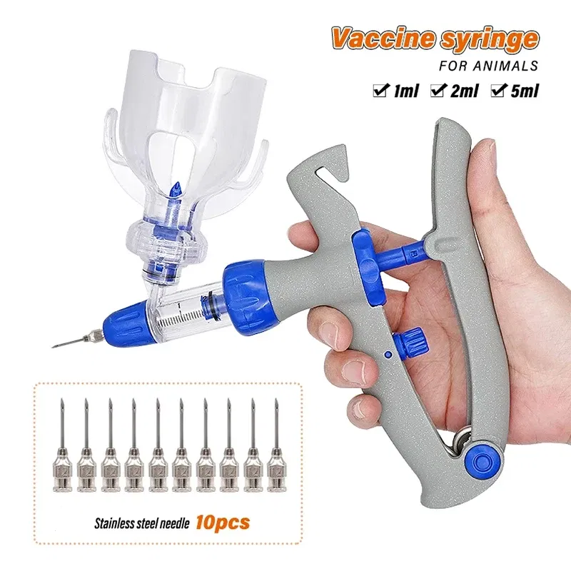 Color: Pink - 1-10ml Automatic Veterinary Continuous Syringe Animal Injection Adjustable Vaccine for Livestock Pig Cattle Sheep Chicken