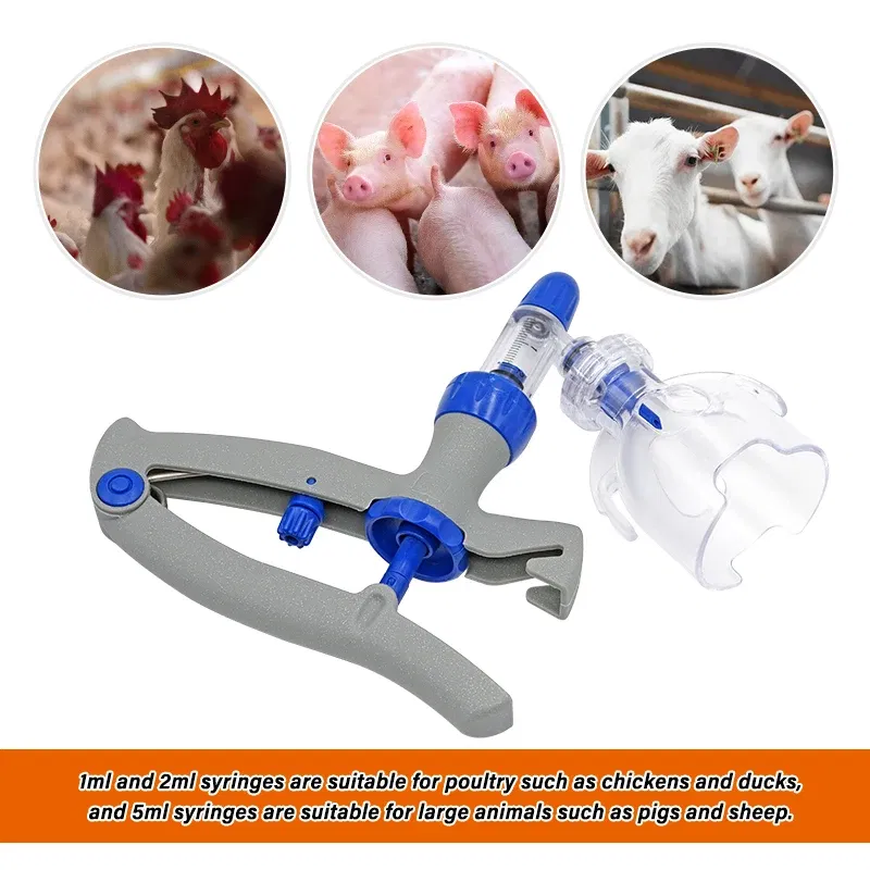 Color: Pink - 1-10ml Automatic Veterinary Continuous Syringe Animal Injection Adjustable Vaccine for Livestock Pig Cattle Sheep Chicken