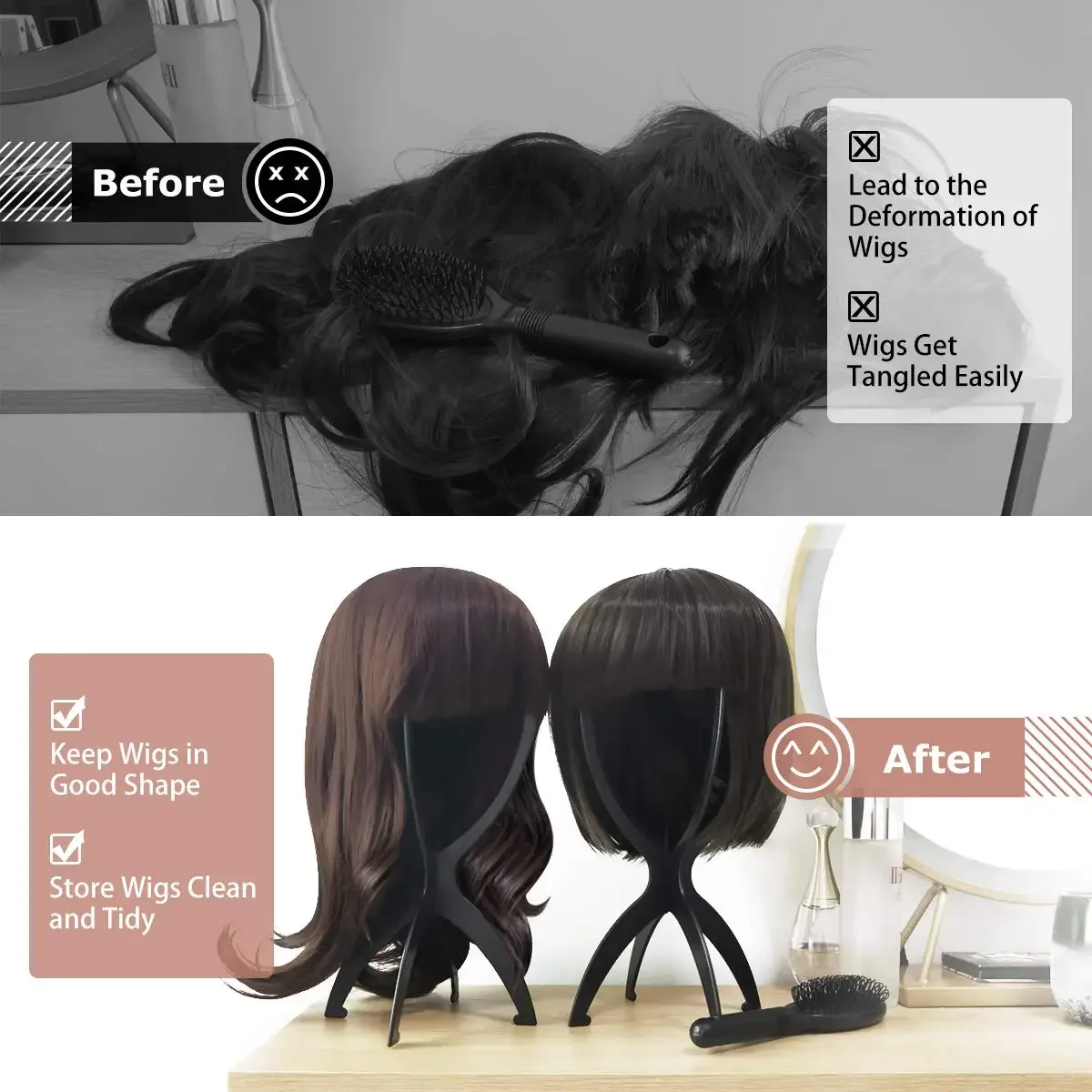 Color: Light White - 10pcs Wig Stand Durable Easy Assembly Wig Cap Holder Portable Plastic Hair Hat Displaying Stand Ideal for Home Salon Travel Use