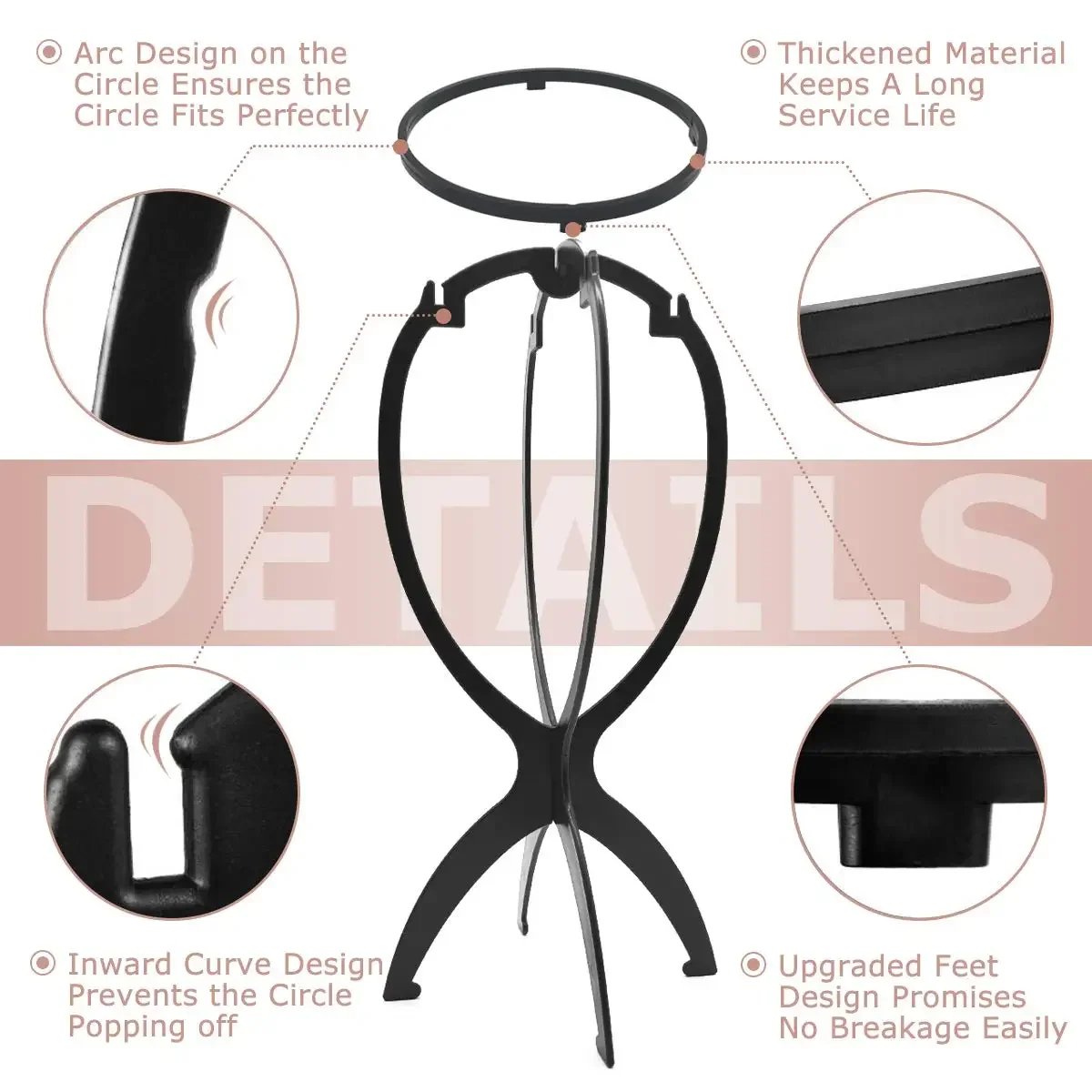 Color: Light White - 10pcs Wig Stand Durable Easy Assembly Wig Cap Holder Portable Plastic Hair Hat Displaying Stand Ideal for Home Salon Travel Use