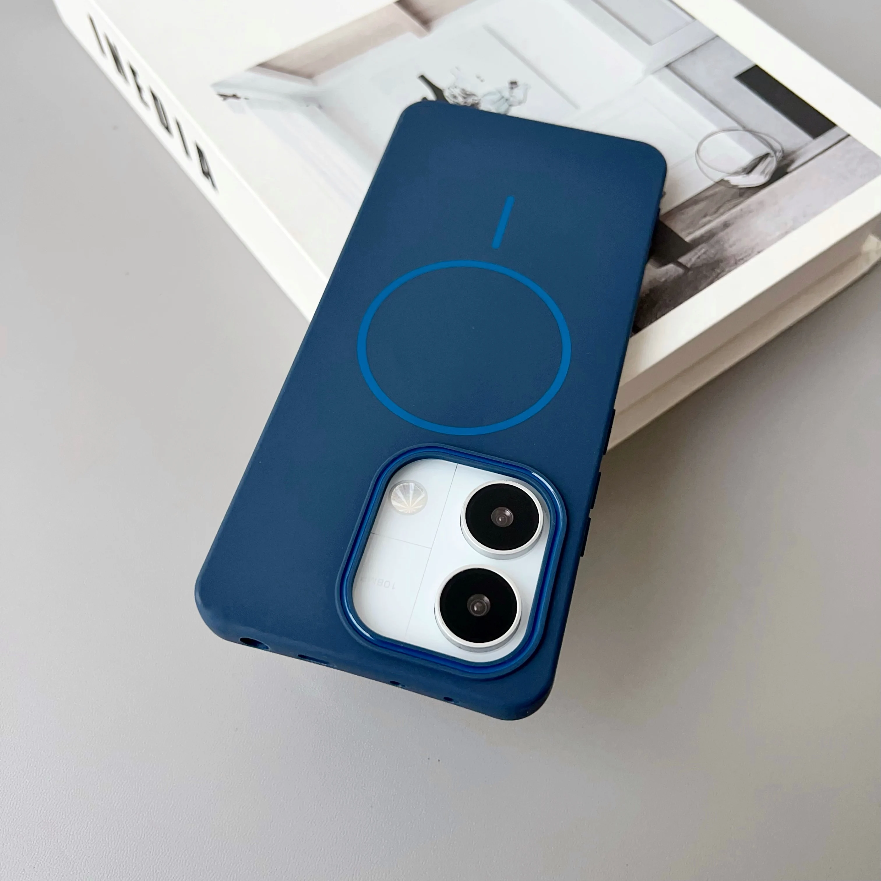 Color: Blue, Compatibility by Model: Redmi Note 13 Pro 4G - NEW For Redmi Note 14 13 Pro A4 A5 4G 5G skin sensitive original thin circle magnetic solid color phone protective case