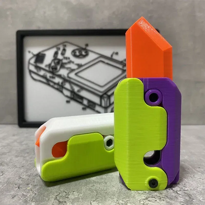 Color: plum, Ships From: CHINA - Gravity Folding Claw Knife Radish Knife 3d Printing Gravity Knife Small Radish Knife Push Card Decompression Fidget Mini Toy