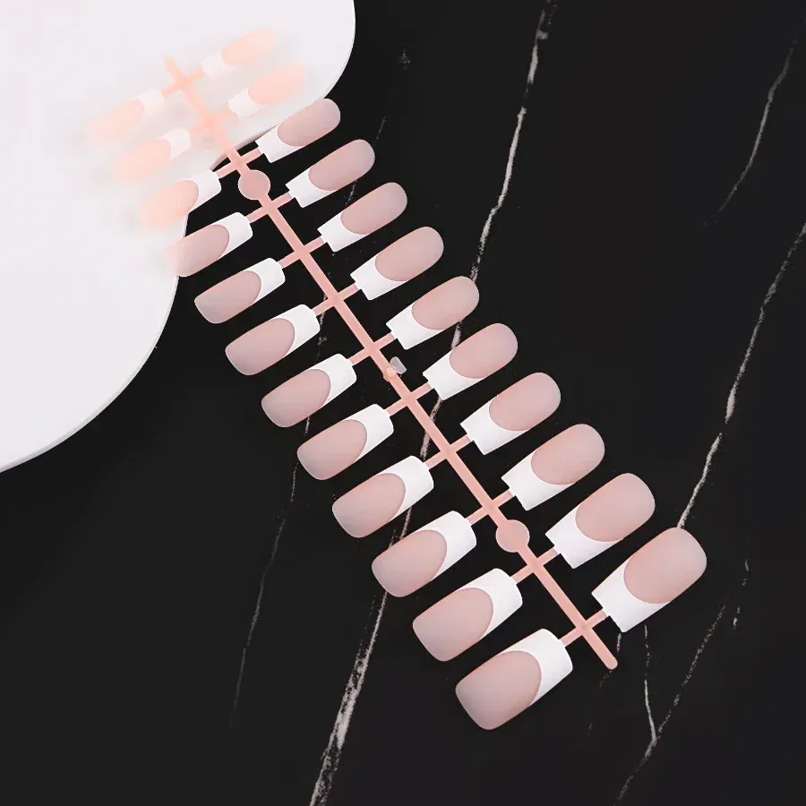 Color: GRAY - 24PCS Square Head Matte False Nails Ballet Detachable Full Cover Artificial Fingernails Frosted Press Glue on Fake Nail Tips