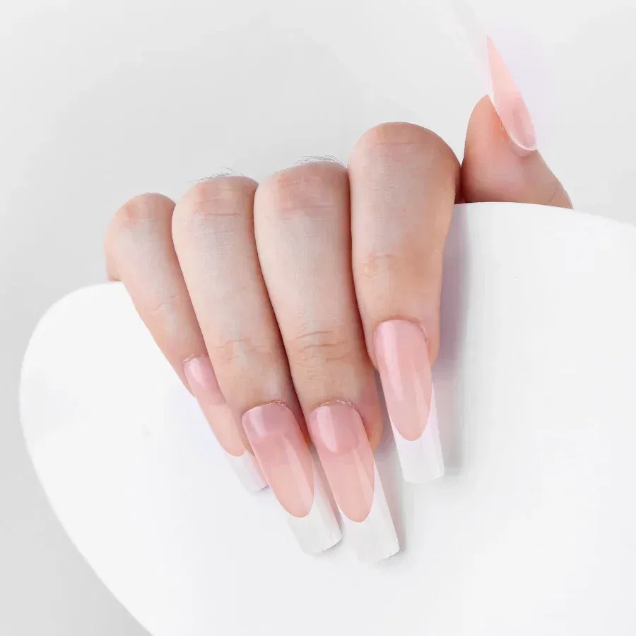 Color: GRAY - 24PCS Square Head Matte False Nails Ballet Detachable Full Cover Artificial Fingernails Frosted Press Glue on Fake Nail Tips
