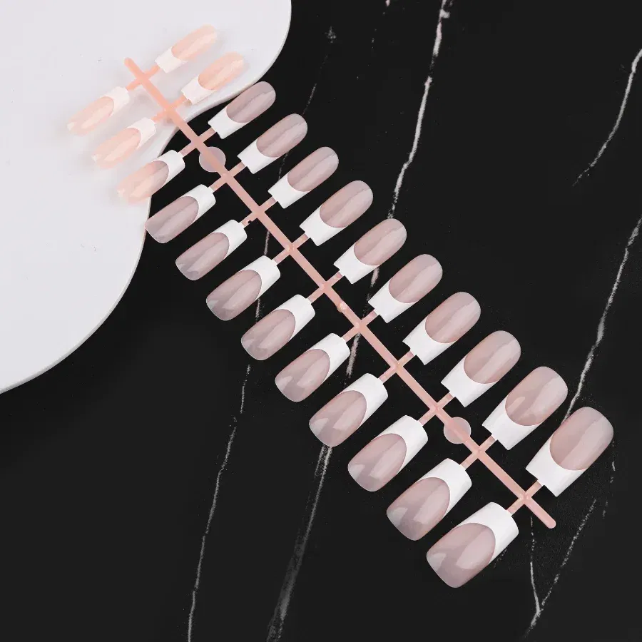 Color: GRAY - 24PCS Square Head Matte False Nails Ballet Detachable Full Cover Artificial Fingernails Frosted Press Glue on Fake Nail Tips