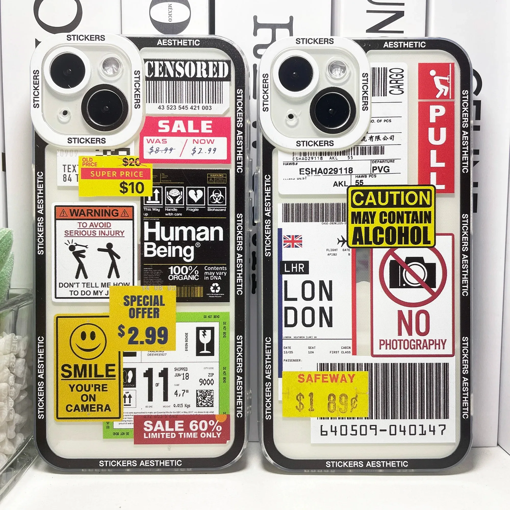 Color: Blue, Material: tpu - Mix Labels Collage Stickers Aesthetic Phone Case For Samsung Galaxy S10 S20 S21 S22 S23 S24 FE Plus Ultra Note 20