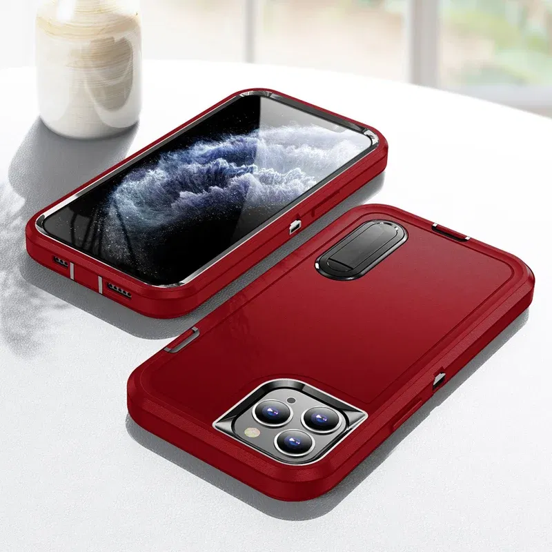 Color: Dark Grey, Material: Genuine leather - PKCASE Shockproof Case For iPhone 13 Mini 12 11 Pro Max 6 7 8 Plus Bracket Protective Cover For iPhone X XS XR SE 2020 2022