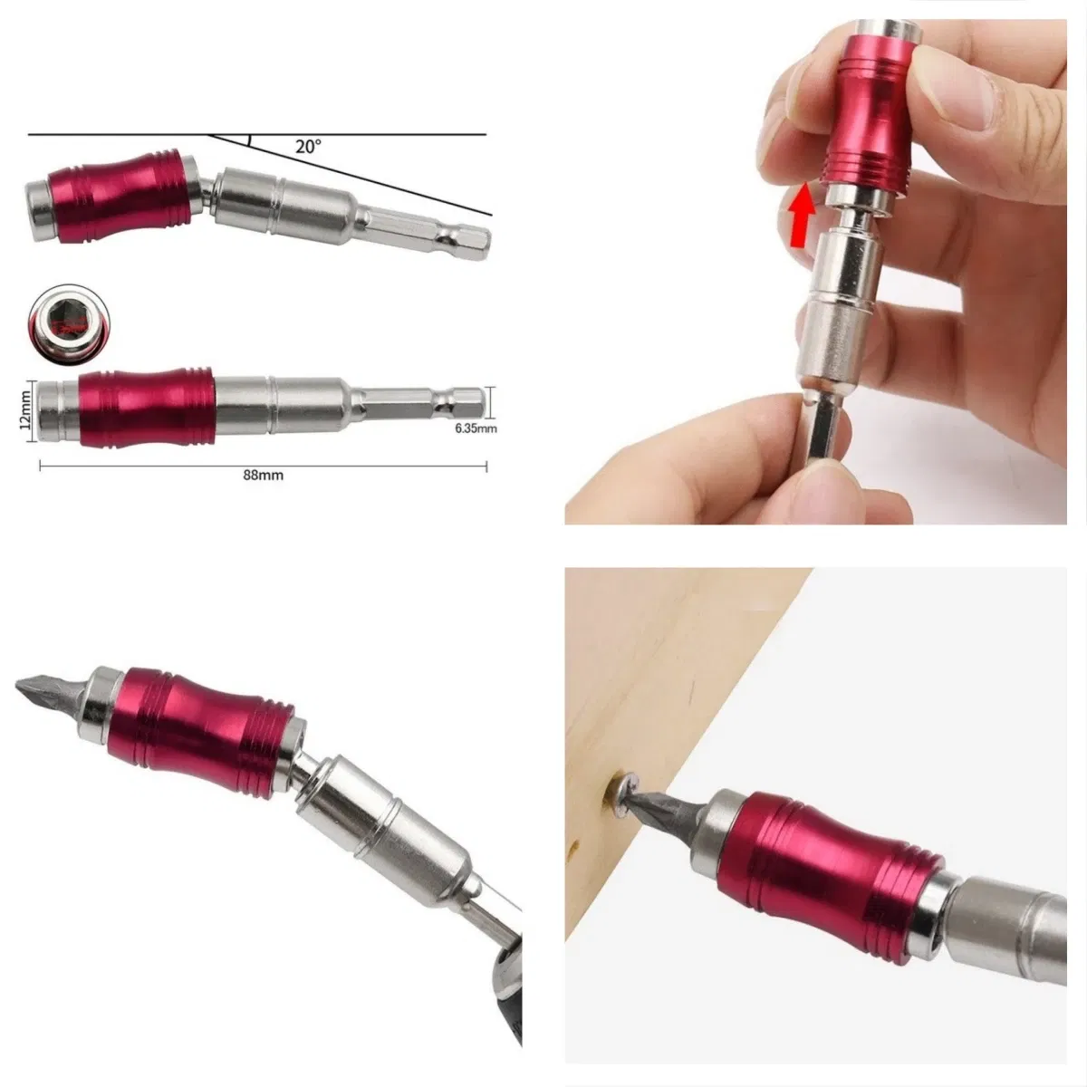 Color: PURPLE - Flexible Drill Extension Hex Shank Drill Nut Driver Bit Set Bendable Drill Bit Extension+ScrewdriverBit+Universal Socket Adapter