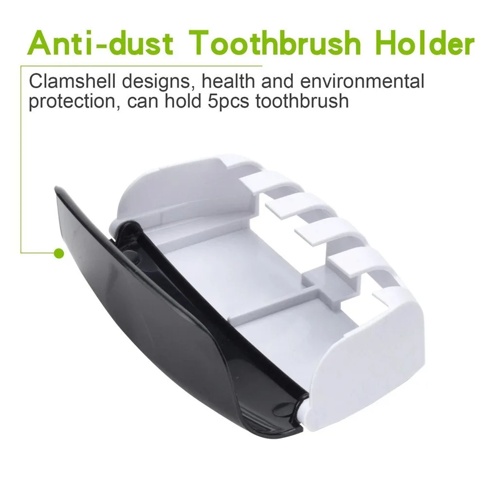 Color: black, Ships From: CHINA - Toothbrush Holder Automatic Toothpaste Dispenser Set Dustproof Sticky Suction Wall Mounted Toothpaste Squeezer Bathroom Holder