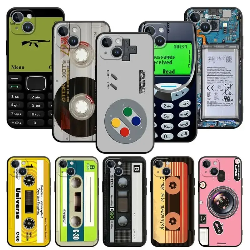 Color: black, Material: Cotton - Retro Camera Games Phone Case For Samsung Galaxy S10 S20 S21 S22 S23 S24 FE Plus Ultra Note 20 Mobile Cover Shell