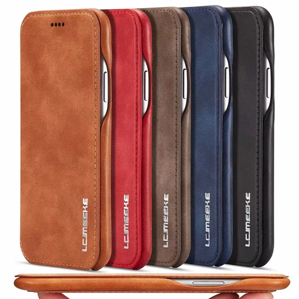 Color: Red, Material: PP - Luxury Ultra Thin Leather Case Flip Cover for Samsung S24 S23 S22 S21 S20 FE Ultra Plus A53 A52s S10 A50 S9 Note 20 10