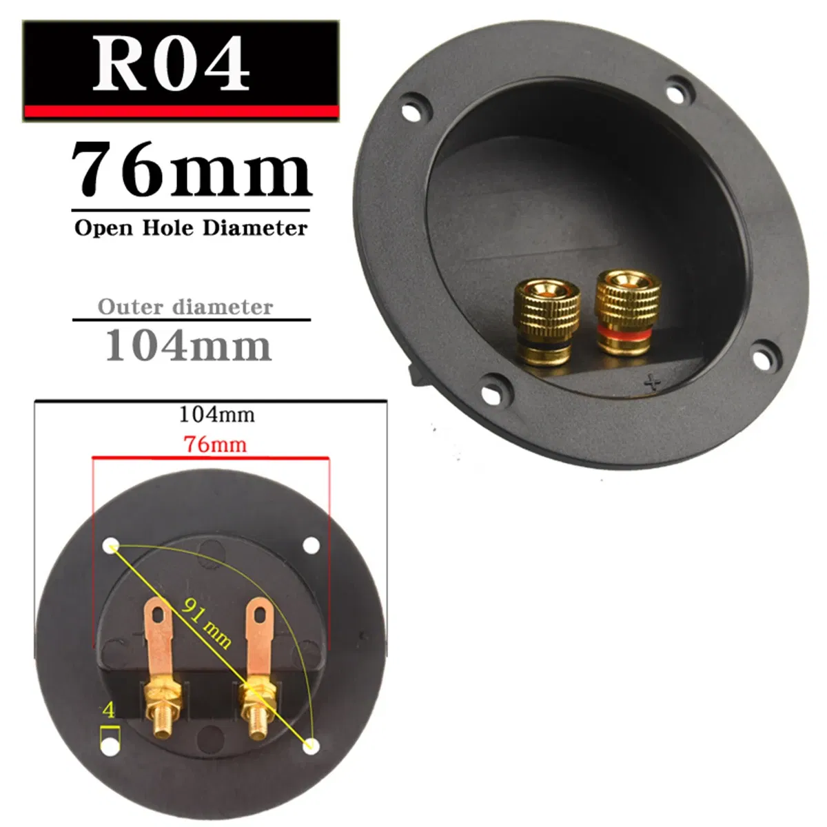 Color: Rose Red, Bundle: Bundle 3 - HIFIDIY LIVE Square circle (Install Hole 49-76) speaker junction Box  Terminal Shell 2 copper Binding Post Wire Cable Connector