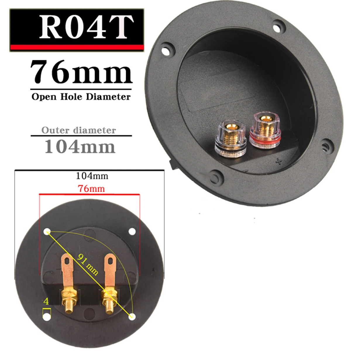 Color: Rose Red, Bundle: Bundle 3 - HIFIDIY LIVE Square circle (Install Hole 49-76) speaker junction Box Terminal Shell 2 copper Binding Post Wire Cable Connector
