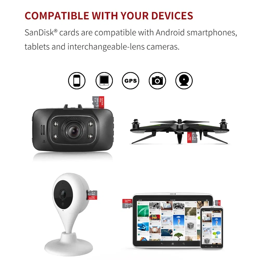 Capacity: 512GB - SanDisk Micro SD Memory Card 100% Original C10 U1 U3 4K HD Trans Flash Cards for Camera GoPro DJI Nintendo Switch MicroSDXC Card