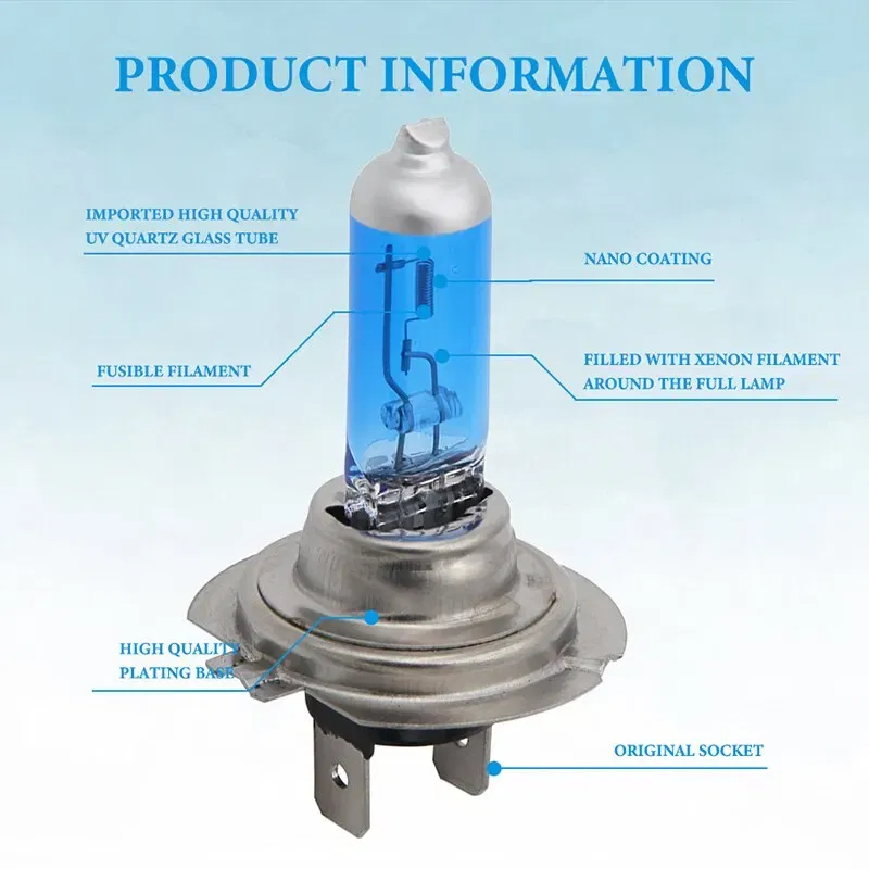 Emitting Color: changeable - 2pcs H7 LED Bulbs 55W 100W Halogen Bulbs Super Bright White Fog Lights 12V White Auto Bulb Headlights Lamp