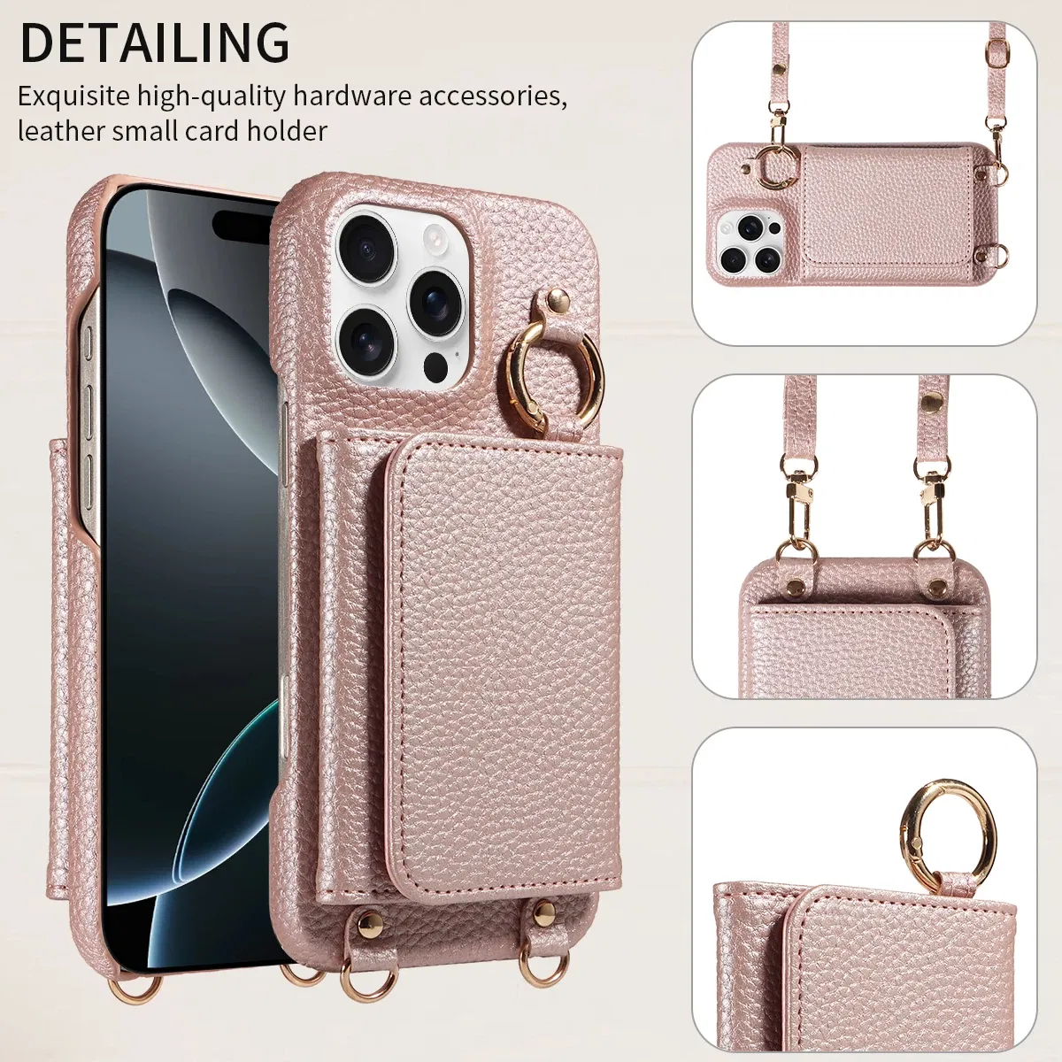 Color: Gold, Bundle: Case & Strap, Material: Artificial Leather, Compatibility by Model: iPhone 12 - For IPhone16 15 Pro Max 14 13 12 Series PU Leather Magsafe Magnetic Wireless Charging Shockproof Crossbody Wallet Phone Case
