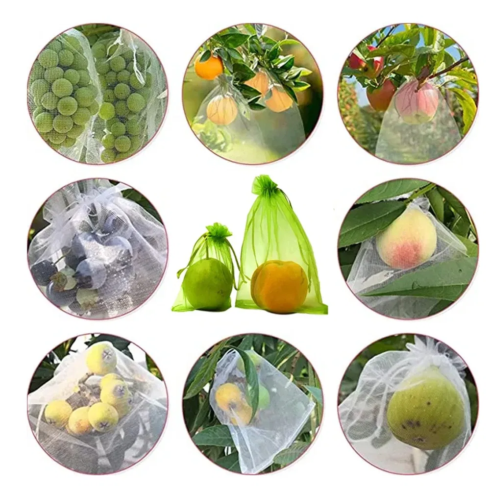 Color: Dark Khaki, Size: S - 20-200PCS Vegetable Grapes Fruit Grow Bags Fruit Protection Bags Garden Anti-Bird Netting Mesh Bag Strawberry Bags Garden Tools