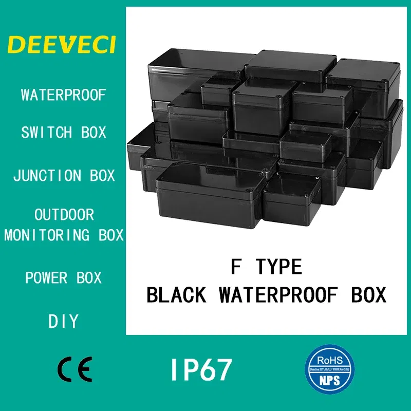 Color: Pink - Black Outdoor Waterproof Enclosure Plastic Box Electronic Project Instrument Case Electrical Project Box Junction Box Housing
