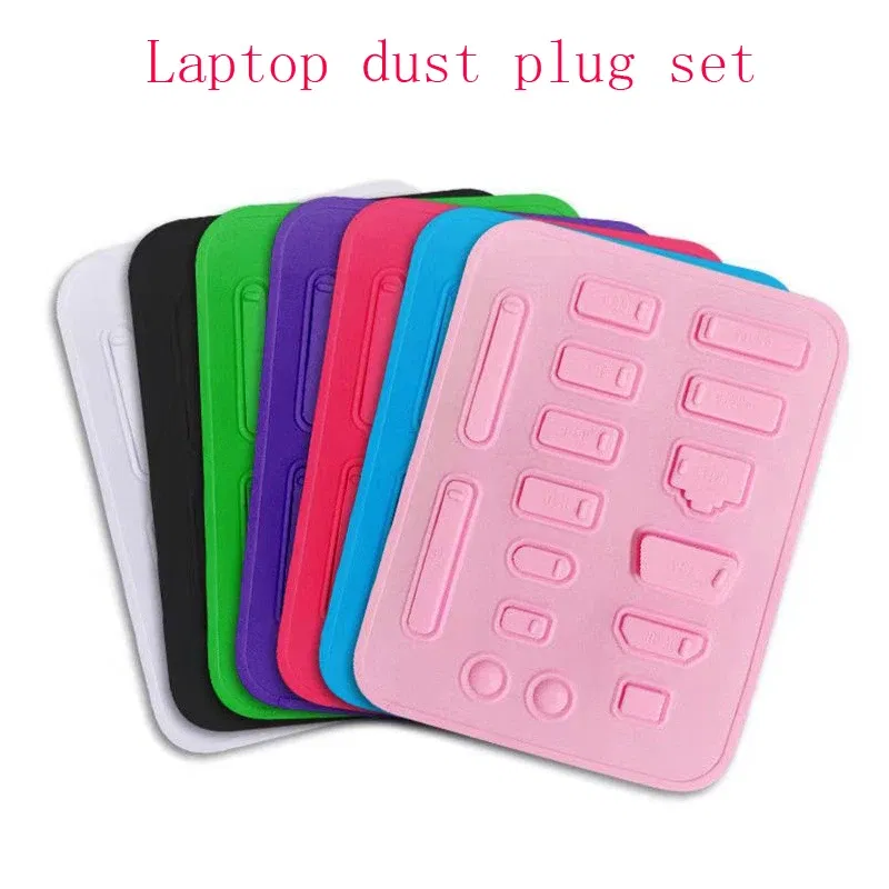 Color: black - 16pcs/set Colorful Silicone Anti Dust Plug Cover Stopper Dust Plug Laptop Dustproof USB Port RJ45 Interface waterproofCover