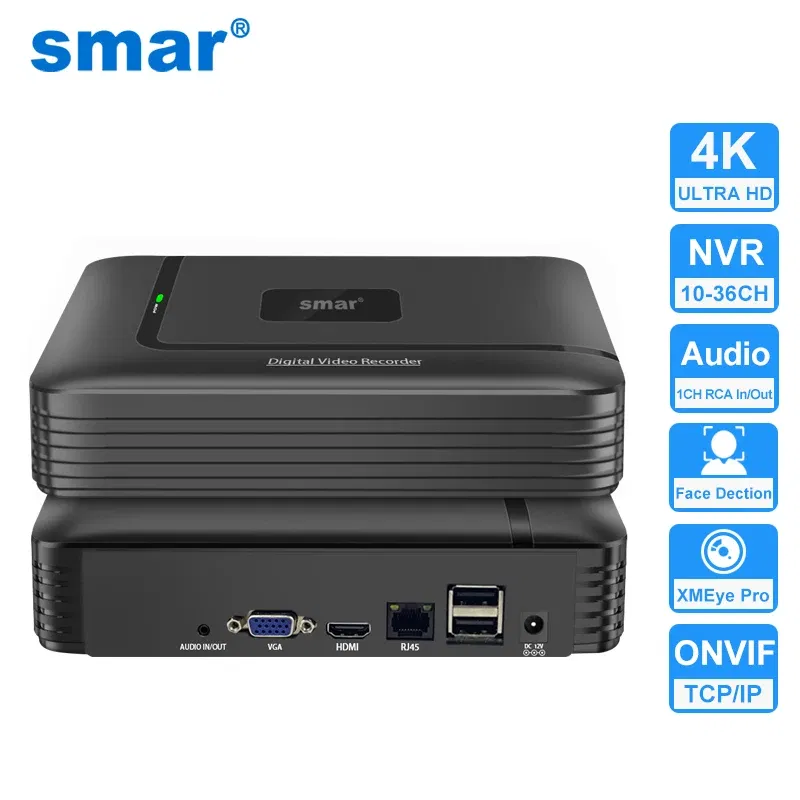 Video Input: 32CH, Ships From: CHINA, Plug Standard: AU Plug - Smar H.265 CCTV NVR Face Detection 10CH 16CH 32CH 36CH Max 4K Output Security Video Recorder Motion Detect P2P Onvif XMEye APP
