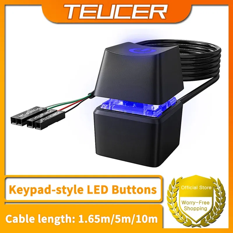 Color: WHITE - TEUCER 1.65/5/10m LED Lights Computer Desktop Switch PC Motherboard External Start Power Button Extension Cable for Home Office