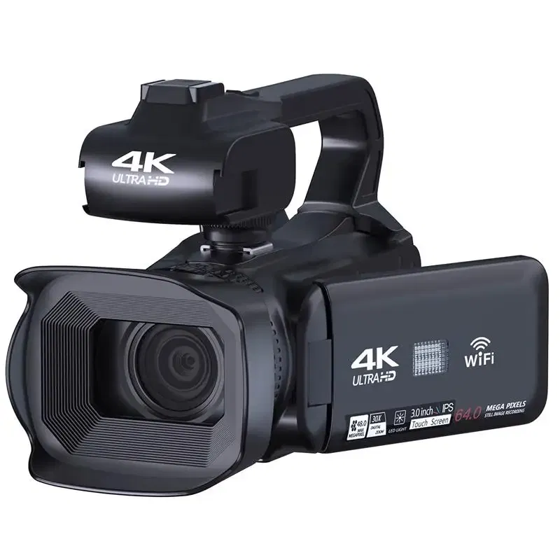 Bundle: Bundle1, Color: GRAY, Ships From: CHINA - Top 4.0"Touch Screen Digital Video Camera YouTube Camcorder 4K Ultra HD camera 64MP Streaming Camera