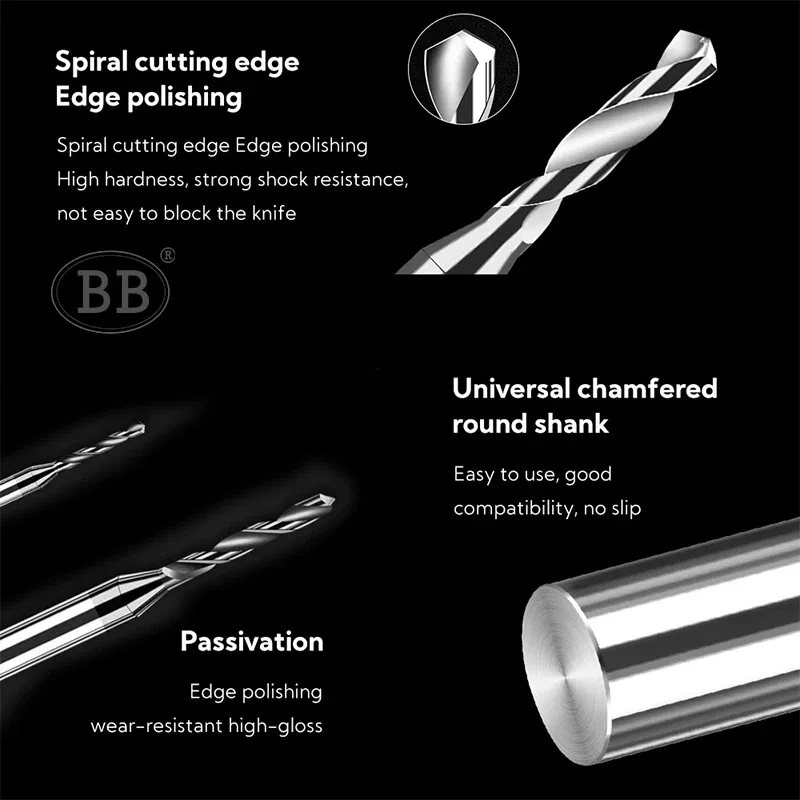 Hole Diameter: 5.6mm - BB 0.3~2.02mm Micro Drill Solid Carbide Bit Mini CNC Hole Making 3D Shank Diameter 4mm D4 Metal Steel Plastic 1PCS