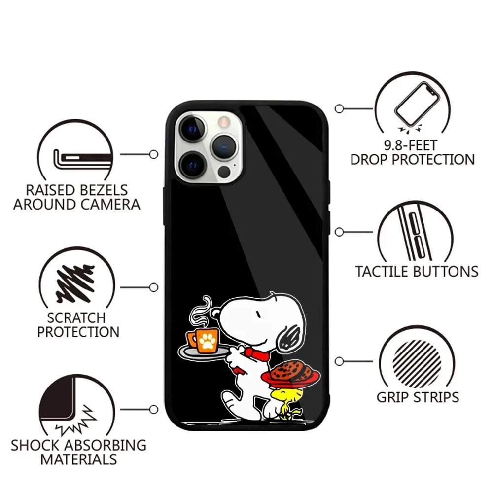 Color: GRAY, Material: ABS - Anime Cartoon-S-Snoopy-s Phone Case For iPhone 16,15,14,13,12,11,Plus,Pro,Max,Mini Magsafe Magnetic Wireless Charging