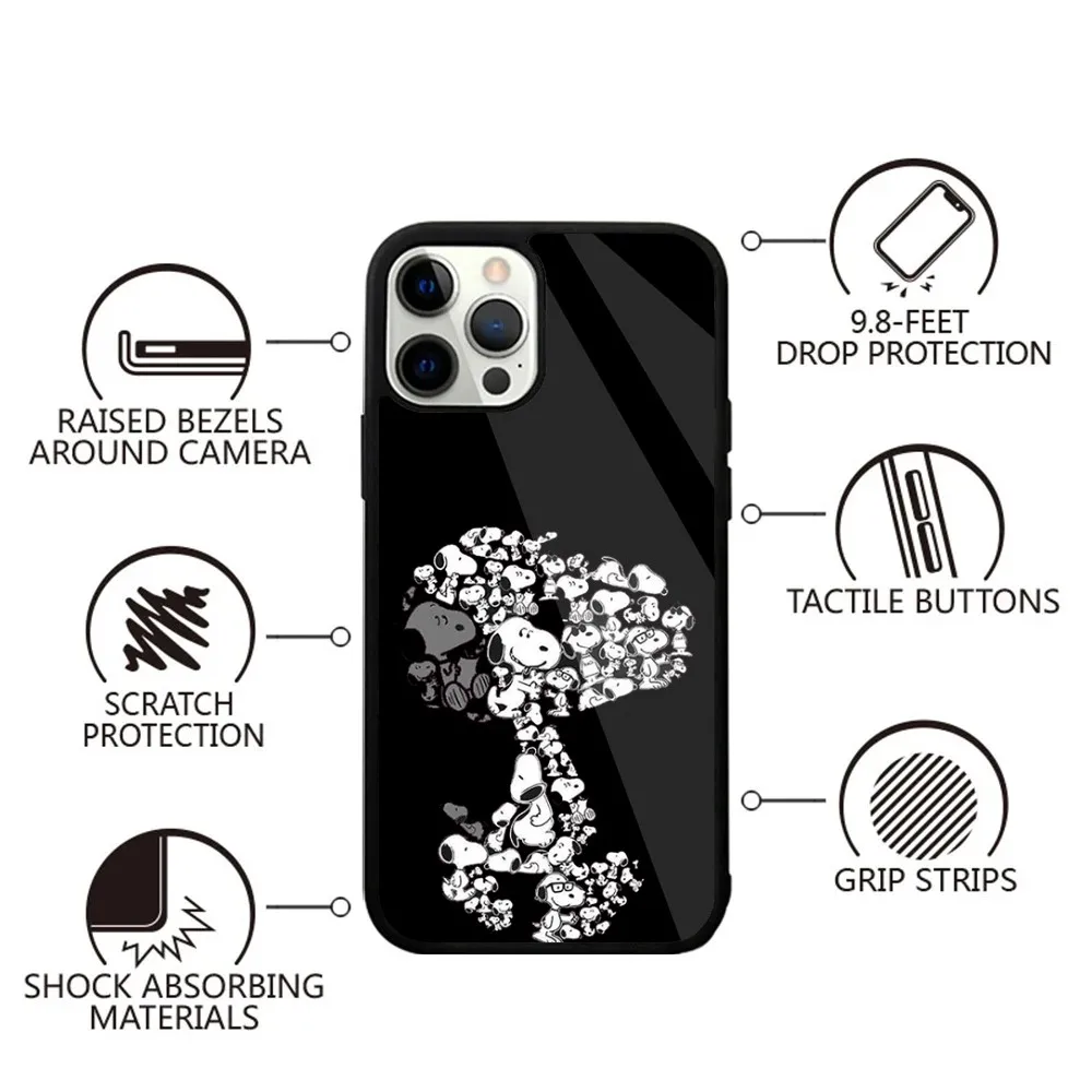 Color: GRAY, Material: ABS - Anime Cartoon-S-Snoopy-s Phone Case For iPhone 16,15,14,13,12,11,Plus,Pro,Max,Mini Magsafe Magnetic Wireless Charging