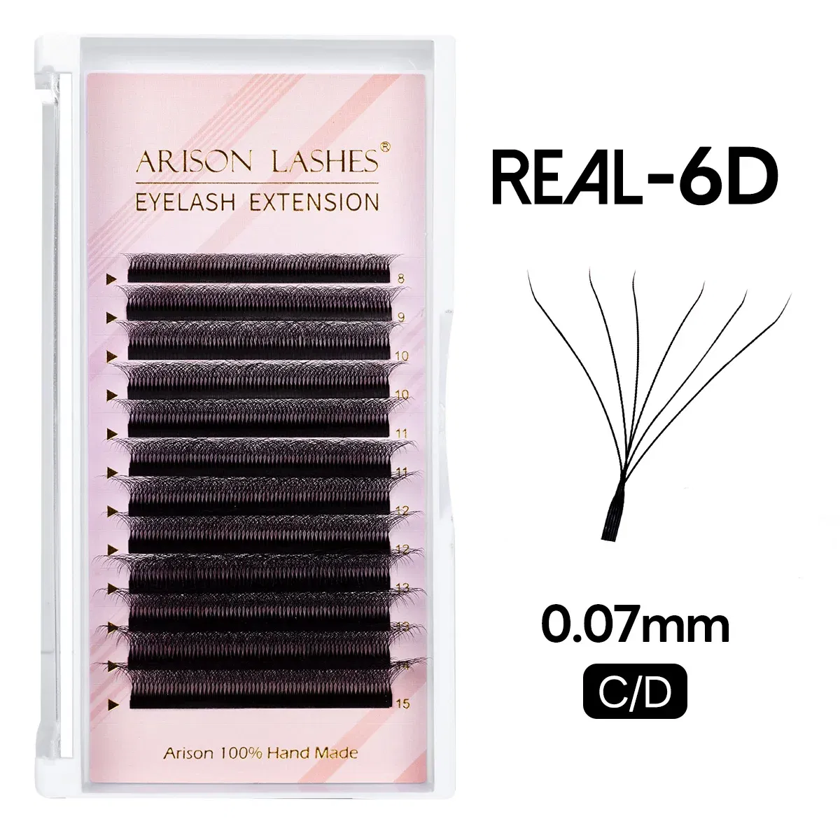 Color: Black & Silver, Curl: D, Thickness: 0.07mm, Length: 10mm - ARISON YY Lashes and 3D/4D/5D W Shape Lashes Brasileiro Premade Volume Eyelashes Extension Soft Thin Easily Grafting Extension