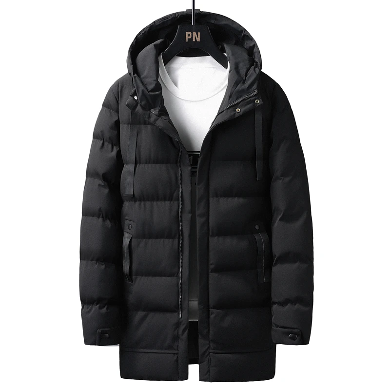 Color: black, Size: M - 7xl Plus Size Padded Parkas Men Thick Warm Coats Solid Warm Cotton Long Coats Windbreaker Winter Outerwear 6xl Thermal Jacket