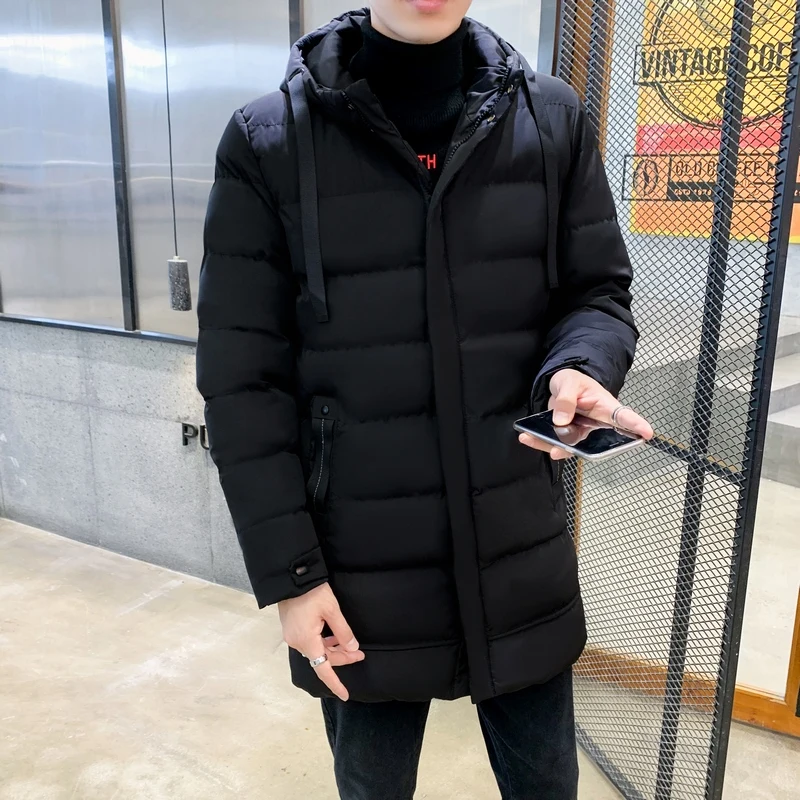 Color: black, Size: M - 7xl Plus Size Padded Parkas Men Thick Warm Coats Solid Warm Cotton Long Coats Windbreaker Winter Outerwear 6xl Thermal Jacket