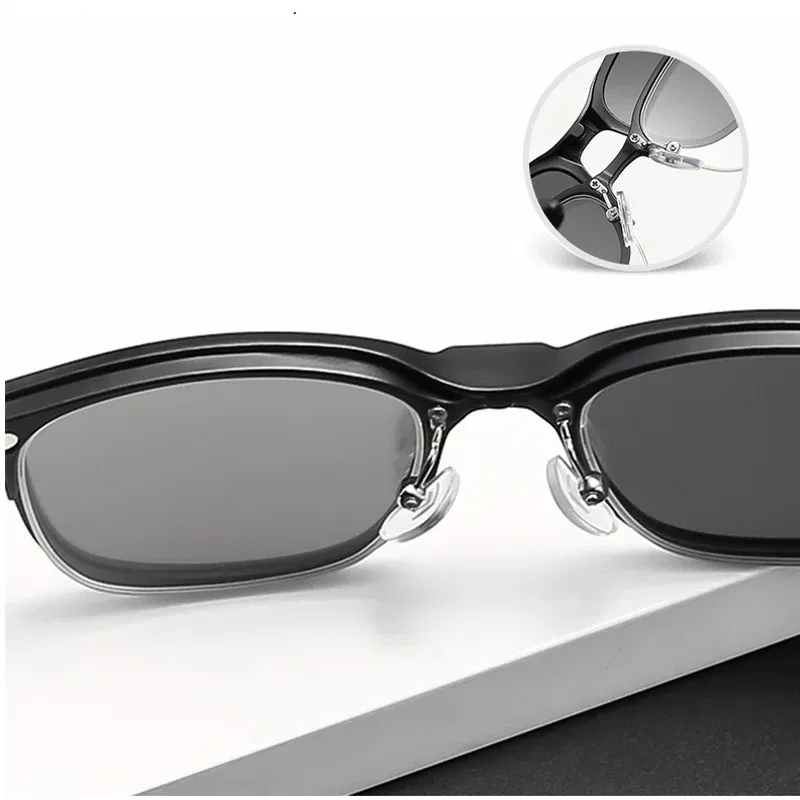 Lenses Color: Brown, Ships From: CHINA, Frame Color: WHITE - 6 In 1 Magnetic Clip Sunglasses And Prescription Glasses Frame Men Women Polarized or Night Vision Lenses PC or TR90 Frame 2333