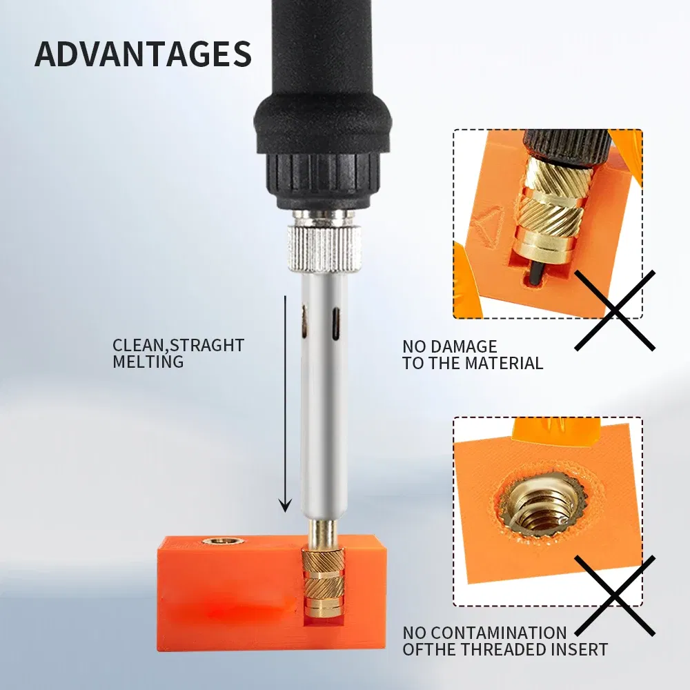 Color: WHITE - Heat Insert Nut Iron Tip Brass Hot Melt Insert Nut Embedded Kit M2-M8 Soldering Iron Tip Heat Insertion Tool 3D Printer Accessor