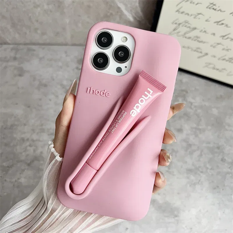 Color: Clear, Bundle: Bundle1, Material: CANVAS - Phone Case For iPhone 12 13 14 15 16 Pro Max Plus 17 Air Portable Lip Gloss Holder Lipstick Silicone Soft Bumper Cover Lip Glaze
