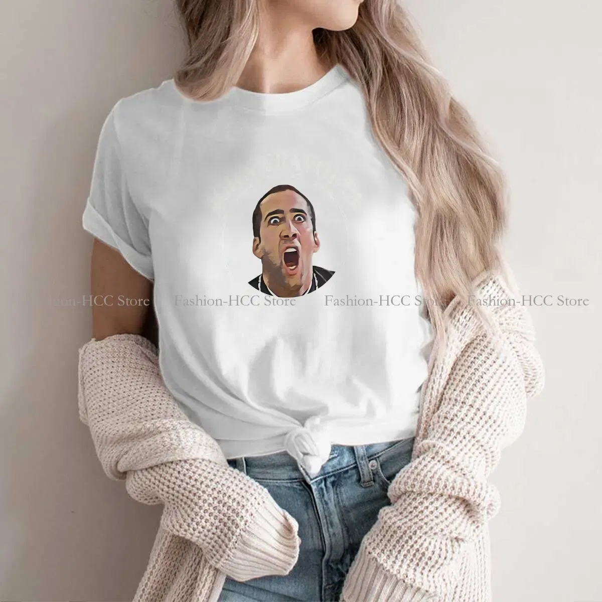Color: WHITE, Size: XXXL - Face Off Casual Polyester TShirt Nicolas Cage Creative Tops Casual T Shirt Female