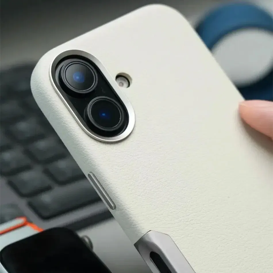 Color: Brown, Material: Genuine Leather - Aluminium Camera Button For iPhone 16 Pro Max Case Solid Leather Alloy Len Magnetic Wireless Charge Shockproof Cover For Magsafe