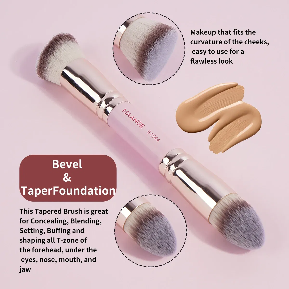 Handle Color: Red - MAANGE 4pcs Basic Makeup Brushes Set With Box Dual-ended Foundations Powder Blush Details for Eyeshadow Brushes Beginner Travel