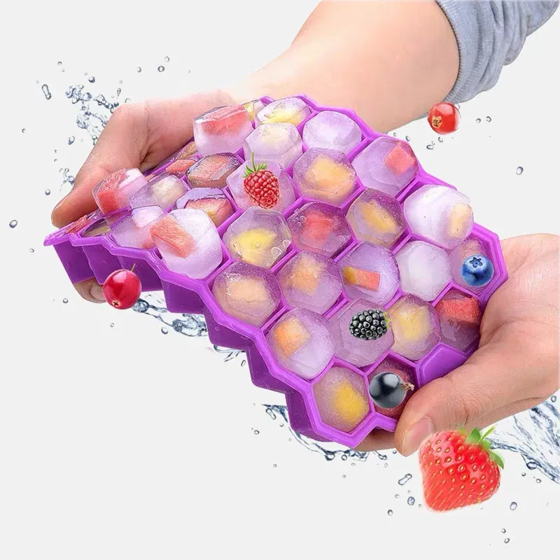 Color: Blue, Size: XL - 4/2/1PCS Silicone Ice Cube Mold 148 Cube Large-capacity Ice Trays Food Grade Ice Maker BPA Free Reusable Ice Maker with Lids