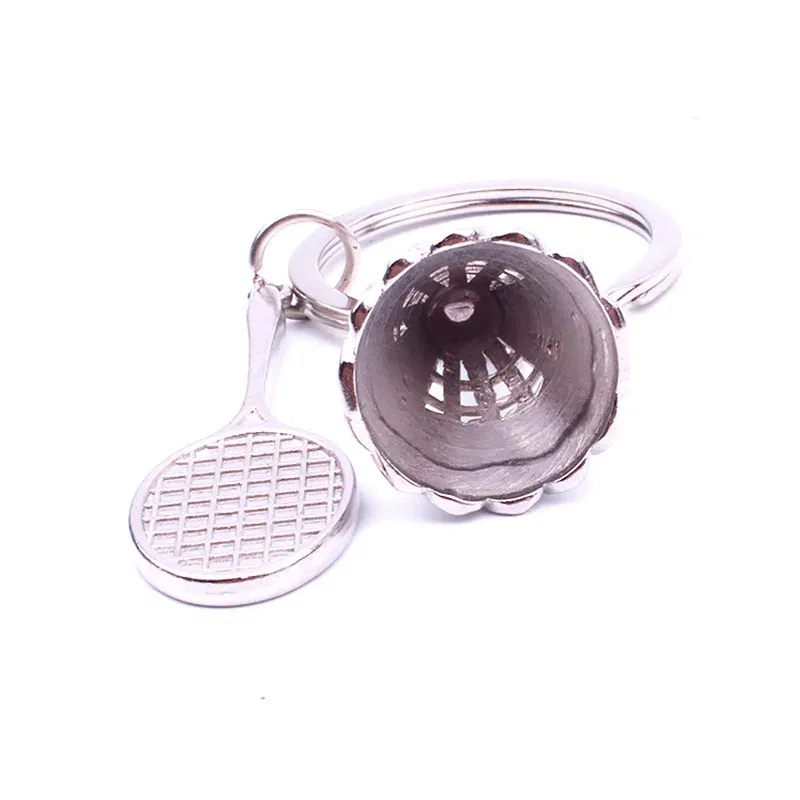 Color: Yellow - Fashion Mini Creative Metal Badminton Racket Keychain Diy Sporting Goods Handmade Accessories