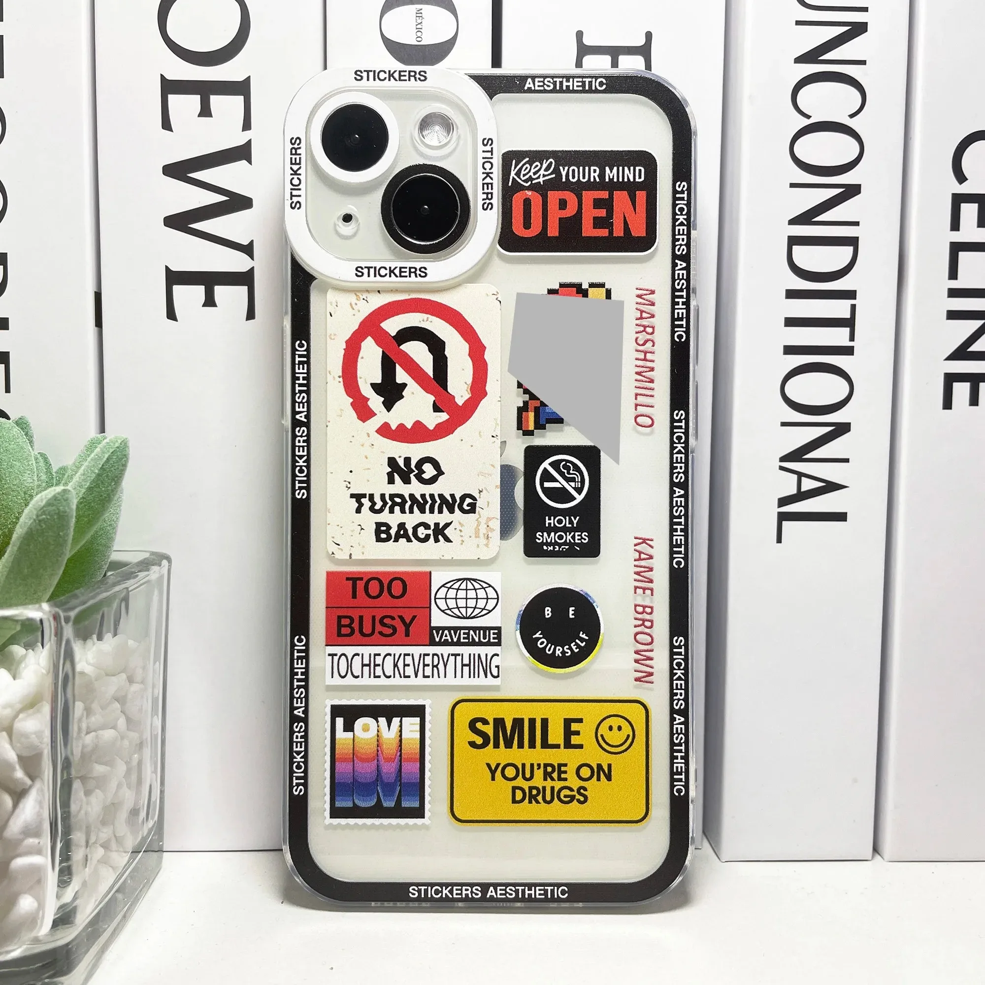 Color: Dark Grey, Material: EVA - Mix Labels Collage Stickers Aesthetic Phone Case For Samsung Galaxy S10 S20 S21 S22 S23 S24 FE Plus Ultra Note 20