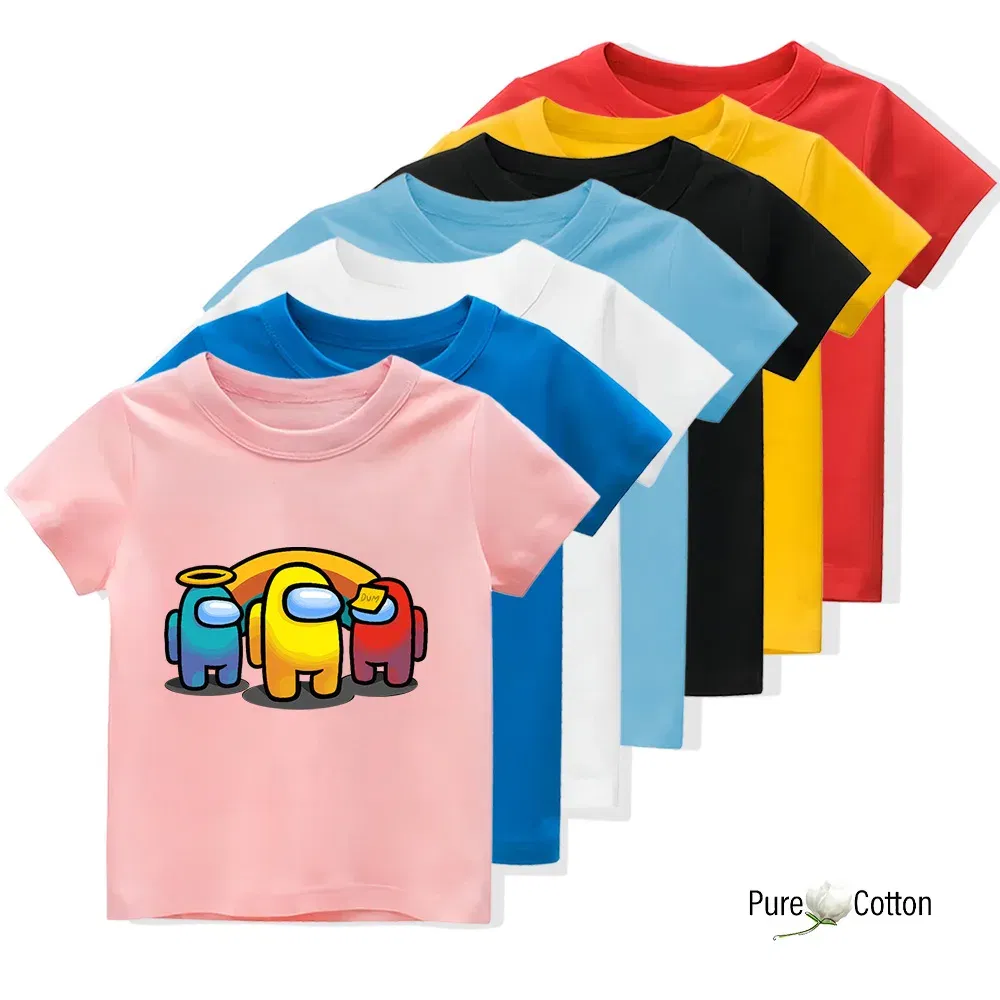 Color: SKY BLUE, Kid Size: 4 - Summer trend wear with many anime patterns sunscreen printing close to the skin cool 4-12 years old children delicate line unifo