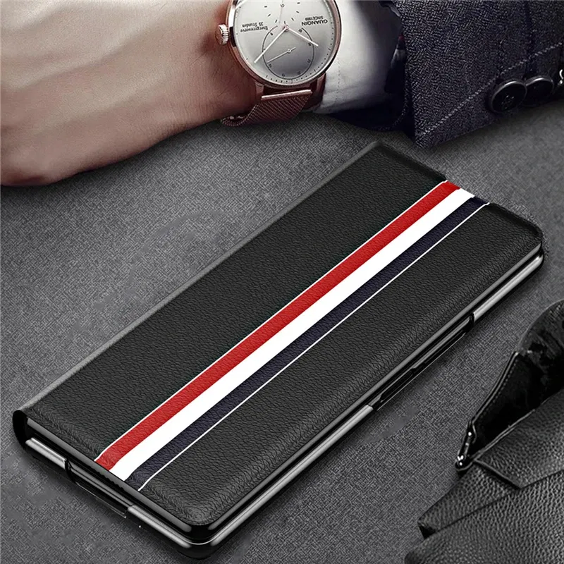 Color: green, Material: ABS - Leather Wallet Function Case for Samsung Galaxy Z Fold 6 5 3 2 fold6 fold5 Fold4 Fold 4 5G Fold3 Fold2 Full Protection Bag Cover